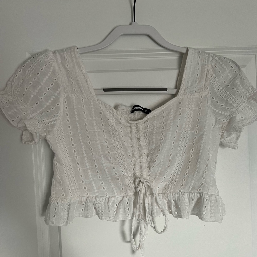 White puff sleeve top